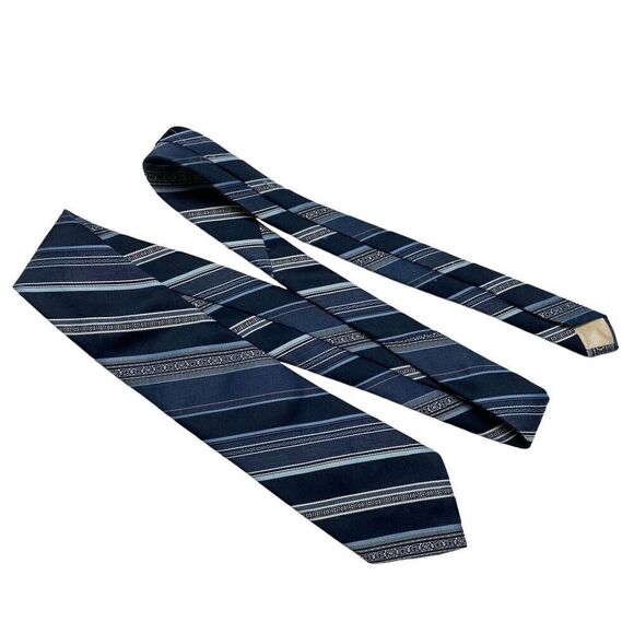 Vintage 70s Johnny Carson Tie Mens Blue Repp Stripe Polyester Office Madmen - Picture 5 of 6